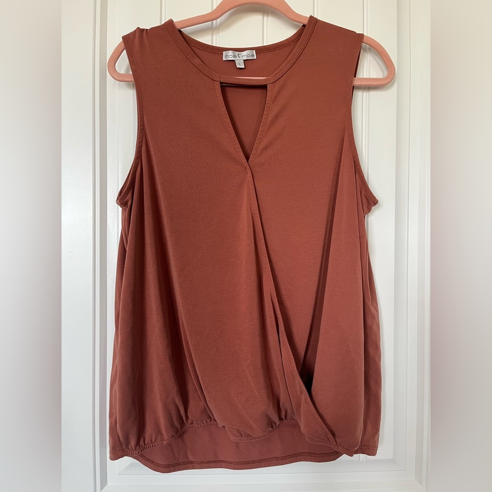 Moa Moa Top Rust Wrap With Cutout Size Large tank sleeveless blouse draped
